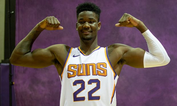 The Suns' No. 1 draft pick, Deandre Ayton, seems confident during the team's annual media day to ki...