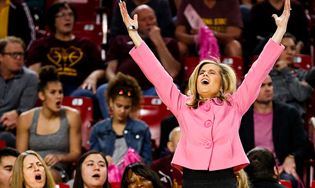 Arizona State coach Charli Turner Thorne is one of six women coaches at ASU coaching a women’s te...