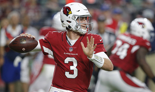 Arizona Cardinals quarterback Josh Rosen (3) looks to throw against the Seattle Seahawks during the...