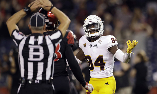 Arizona State wide receiver Frank Darby reacts after an incomplete pass during the second half of a...