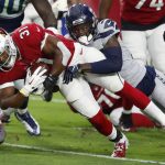Arizona Cardinals running back David Johnson (31) is tackled by Seattle Seahawks cornerback Tre Flowers during the first half of an NFL football game, Sunday, Sept. 30, 2018, in Glendale, Ariz. (AP Photo/Rick Scuteri)