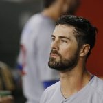 Chicago Cubs starting pitcher Cole Hamels pauses in the dugout after pitching the sixth inning of a baseball game against the Arizona Diamondbacks on Wednesday, Sept. 19, 2018, in Phoenix. (AP Photo/Ross D. Franklin)