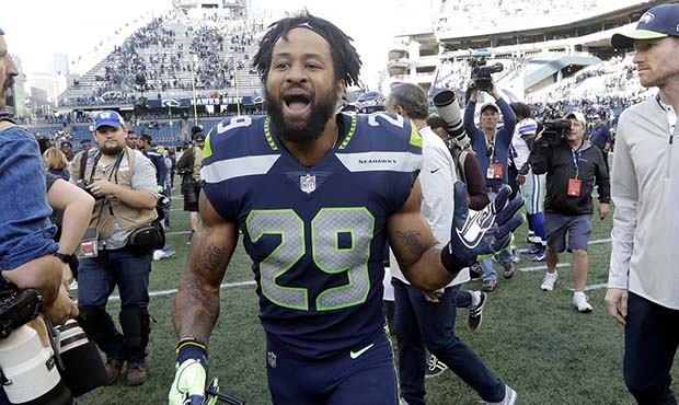 Seattle Seahawks free safety Earl Thomas reacts after the team defeated the Dallas Cowboys in an NF...