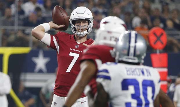 Arizona Cardinals quarterback Mike Glennon (7) throws during the first half of a preseason NFL foot...