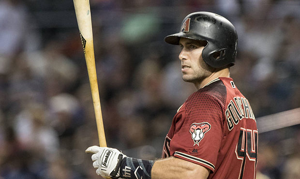 Arizona Diamondbacks' Paul Goldschmidt looks for a sign during the first inning of a baseball game ...