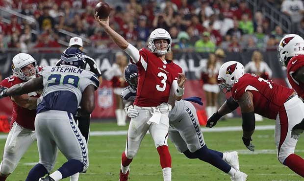 Arizona Cardinals quarterback Josh Rosen (3) throws against the Seattle Seahawks during the first h...