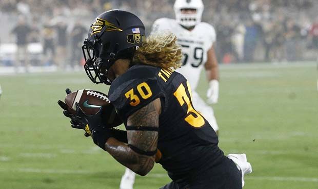 Arizona State defensive back Dasmond Tautalatasi (30) intercepts a pass in the end zone during the ...