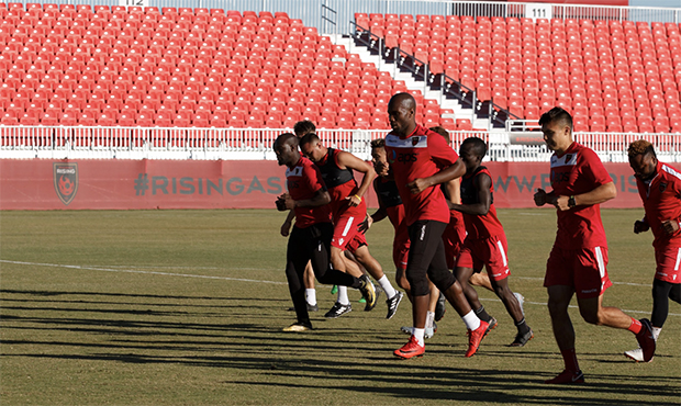 The Didier Drogba-led Phoenix Rising train in Scottsdale ahead of the team's playoff game against P...