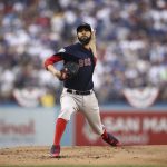 Boston Red Sox starting pitcher David Price throws against the Los Angeles Dodgers during the first inning in Game 5 of the World Series baseball game on Sunday, Oct. 28, 2018, in Los Angeles. (Ezra Shaw/Pool Photo via AP)