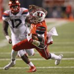 Utah quarterback Tyler Huntley (1) carries the ball against Arizona during the first half of an NCAA college football game Friday, Oct. 12, 2018, in Salt Lake City. (AP Photo/Rick Bowmer)