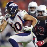 Denver Broncos running back Phillip Lindsay (30) breaks free for a touchdown as Arizona Cardinals linebacker Haason Reddick (43) pursues during the first half of an NFL football game, Thursday, Oct. 18, 2018, in Glendale, Ariz. (AP Photo/Ralph Freso)