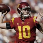 Southern California quarterback Jack Sears throws against Arizona State during the first half of an NCAA college football game Saturday, Oct. 27, 2018, in Los Angeles. (AP Photo/Marcio Jose Sanchez)