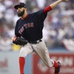 Boston Red Sox starting pitcher David Price throws against the Los Angeles Dodgers during the first inning in Game 5 of the World Series baseball game on Sunday, Oct. 28, 2018, in Los Angeles. (Ezra Shaw/Pool Photo via AP)
