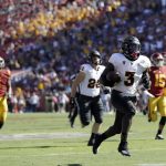 Arizona State running back Eno Benjamin (3) runs for a touchdown against Southern California during the first half of an NCAA college football game Saturday, Oct. 27, 2018, in Los Angeles. (AP Photo/Marcio Jose Sanchez)