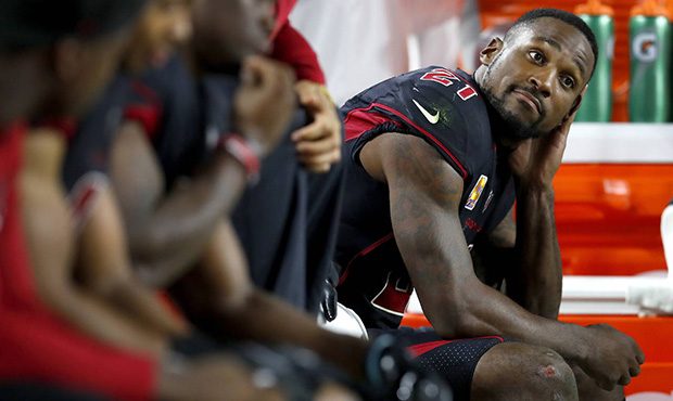 Arizona Cardinals cornerback Patrick Peterson (21) sits on the bench during the second half of an N...