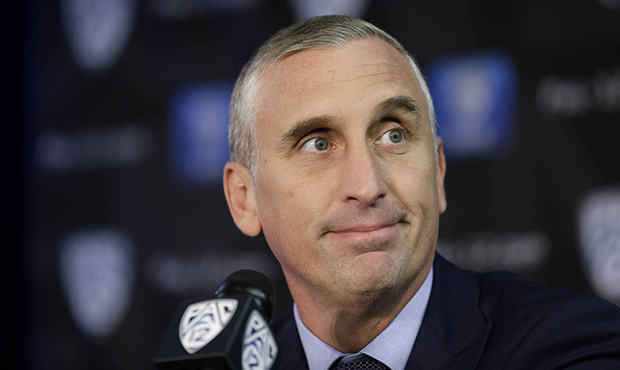 Arizona State head coach Bobby Hurley listens to questions during the Pac-12 NCAA college basketbal...