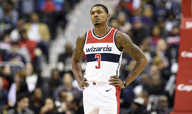 Washington Wizards guard Bradley Beal (3) stands on the court during the second half of an NBA bask...