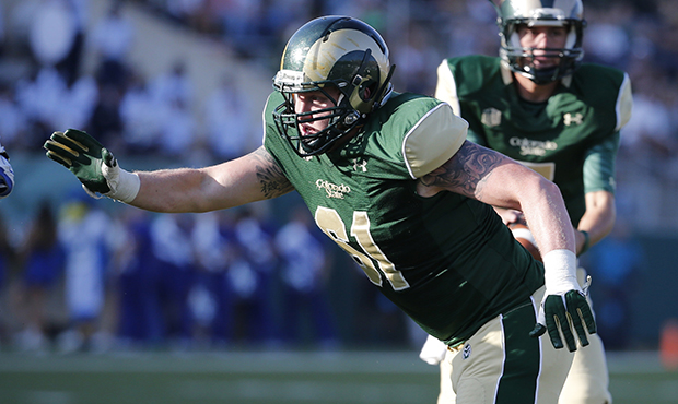 Colorado State offensive lineman Zack Golditch (61) plays against the Air Force during the second h...