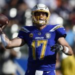 Los Angeles Chargers quarterback Philip Rivers prepares to throw against the Arizona Cardinals during the first half of an NFL football game Sunday, Nov. 25, 2018, in Carson, Calif. (AP Photo/Kelvin Kuo )