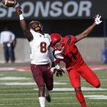Arizona safety Troy Young (11) gets called for holding Arizona State wide receiver Frank Darby (84) in the first half during an NCAA college football game, Saturday, Nov. 24, 2018, in Tucson, Ariz. (AP Photo/Rick Scuteri)