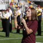 U.S. Rep. Martha McSally, R-Ariz. sings the national anthem before an NCAA college football game between Arizona State and Utah, Saturday, Nov. 3, 2018, in Tempe, Ariz. (AP Photo/Rick Scuteri)