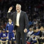 Philadelphia 76ers heard coach Brett Brown gestures to his team in the second half of an NBA basketball game against the Phoenix Suns, Monday, Nov. 19, 2018, in Philadelphia. The 76ers beat the Suns 119-114. (AP Photo/Michael Perez)