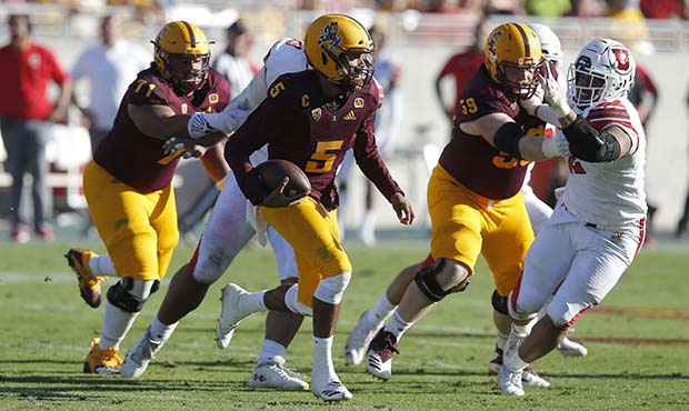 Arizona State quarterback Manny Wilkins (5) in the second half during an NCAA college football game...