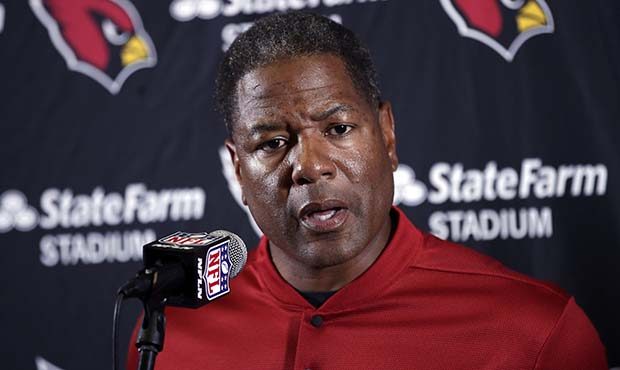 Arizona Cardinals head coach Steve Wilks fields question during a post game news conference after a...