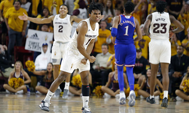 Arizona State guard Remy Martin (1) in the first half during an NCAA college basketball game agains...