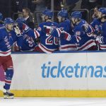New York Rangers right wing Pavel Buchnevich (89) celebrates after scoring a goal during the first period of an NHL hockey game against the Arizona Coyotes, Friday, Dec. 14, 2018, at Madison Square Garden in New York. (AP Photo/Mary Altaffer)