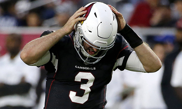 Arizona Cardinals quarterback Josh Rosen (3) reacts to a dropped pass during the second half of NFL...