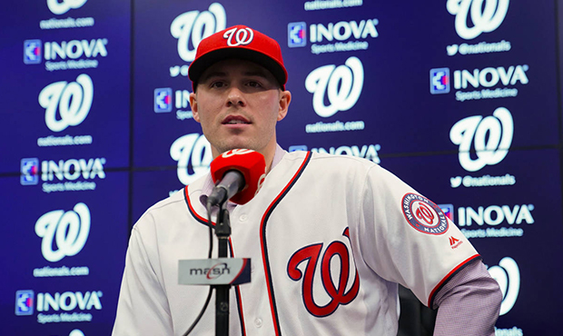 Washington Nationals new pitcher Patrick Corbin answers questions from members of the media during ...