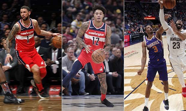 From left to right, Austin Rivers, Kelly Oubre and Trevor Ariza (AP photos)...