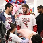 Arizona Cardinals quarterbacks Chad Kanoff and Josh Rosen chat it up while in line to check out during Patrick Peterson’s “Shop with a Jock” event on December 17, 2018, in Tempe, Ariz. (Tyler Drake/Arizona Sports)