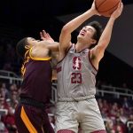 Stanford guard Cormac Ryan (23) is fouled by Arizona State guard Rob Edwards, left, during the first half of an NCAA college basketball game in Stanford, Calif., Saturday, Jan. 12, 2019. (AP Photo/Tony Avelar)
