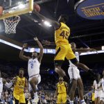 Arizona State forward Zylan Cheatham (45) drives to the basket during the first half of the team's NCAA college basketball game against UCLA on Thursday, Jan. 24, 2019, in Los Angeles. (AP Photo/Marcio Jose Sanchez)