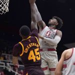 Stanford guard Daejon Davis (1) drives to the basket against Arizona State forward Zylan Cheatham (45) during the first half of an NCAA college basketball game in Stanford, Calif., Saturday, Jan. 12, 2019. (AP Photo/Tony Avelar)