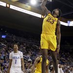 Arizona State forward Romello White dunks against UCLA during the first half of an NCAA college basketball game Thursday, Jan. 24, 2019, in Los Angeles. (AP Photo/Marcio Jose Sanchez)