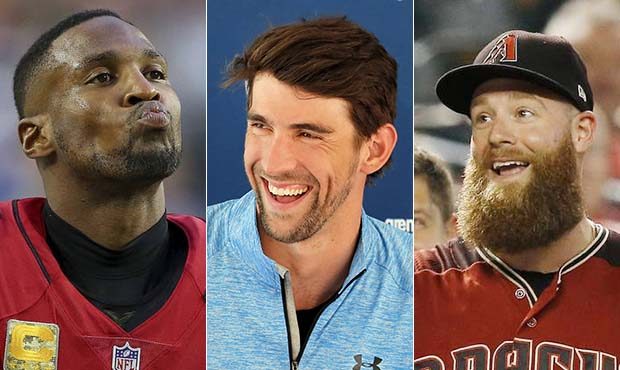 Patrick Peterson, Michael Phelps and Archie Bradley (left to right) will play in the 2019 Waste Man...