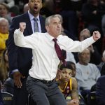 Arizona State head coach Bobby Hurley yells at an official during the second half of an NCAA college basketball game against Washington State, Thursday, Feb. 7, 2019, in Tempe, Ariz. (AP Photo/Matt York)