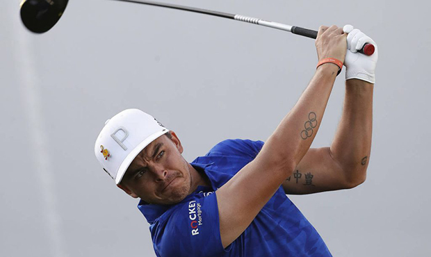 Rickie Fowler hits from the 17th tee during the second round of the Phoenix Open PGA golf tournamen...