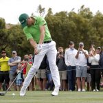 Justin Thomas hits from the fourth tee during the third round of the Phoenix Open PGA golf tournament, Saturday, Feb. 2, 2019, in Scottsdale, Ariz. (AP Photo/Matt York)