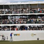 The crowd cheers after Rickie Fowler made his birdie putt on the 16th green during the second round of the Phoenix Open golf tournament Friday, Feb. 1, 2019, in Scottsdale, Ariz. (AP Photo/Matt York)