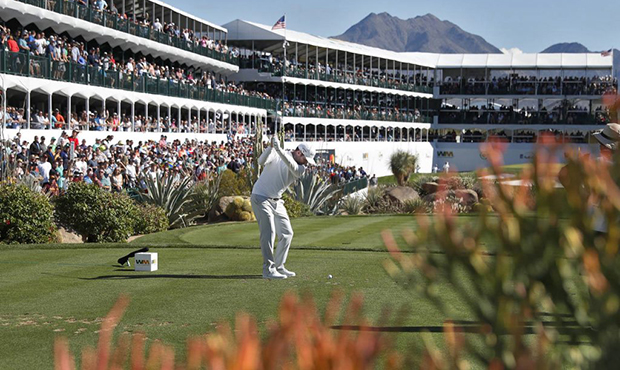 Branden Grace hits from the 16th tee during the second round of the Phoenix Open PGA golf tournamen...