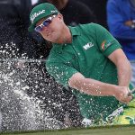 Charley Hoffman hits from the bunker on the second green during the third round of the Phoenix Open PGA golf tournament, Saturday, Feb. 2, 2019, in Scottsdale, Ariz. (AP Photo/Matt York)