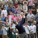 Matt Kuchar hits from the seventh tee during the third round of the Phoenix Open PGA golf tournament, Saturday, Feb. 2, 2019, in Scottsdale, Ariz. (AP Photo/Matt York)
