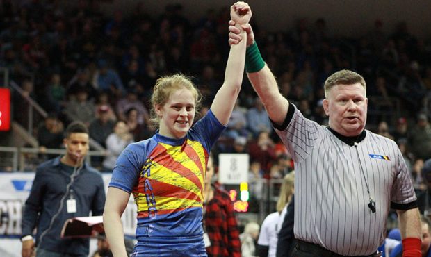 Chandler High School's Stefana Jelacic was the state champion in the 118-pound class in the first g...