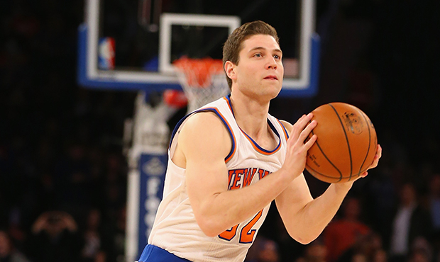 NEW YORK, NY - FEBRUARY 22:  Jimmer Fredette #32 of the New York Knicks in action against the Toron...