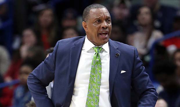 New Orleans Pelicans coach Alvin Gentry reacts to a call during the second half of the team's NBA b...