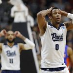 Nevada forward Tre'Shawn Thurman (0) reacts after being called for a foul during a first round men's college basketball game against Florida in the NCAA Tournament, Thursday, March 21, 2019, in Des Moines, Iowa. (AP Photo/Charlie Neibergall)